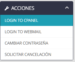 Botón Ingresar a cPanel en el detalle del servicio